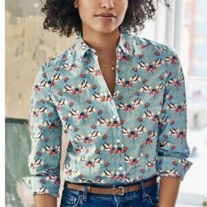 Boden Teal Floral Button Down Shirt